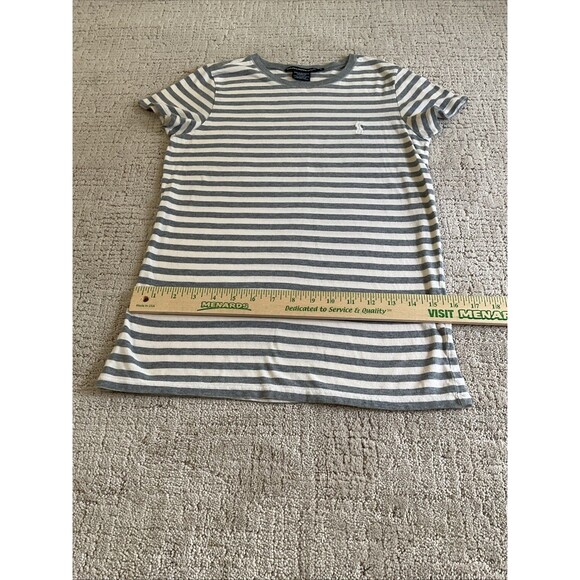 Ralph lauren sport Girl’s crewneck tshirt size L .Gray white stripes soft touch - Picture 6 of 7